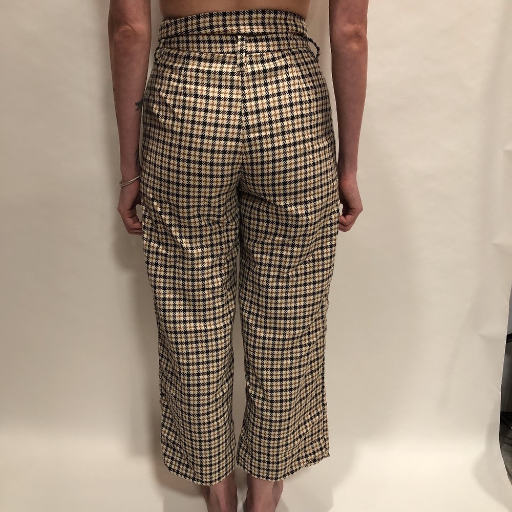 H&M Herringbone wide leg front tie pants